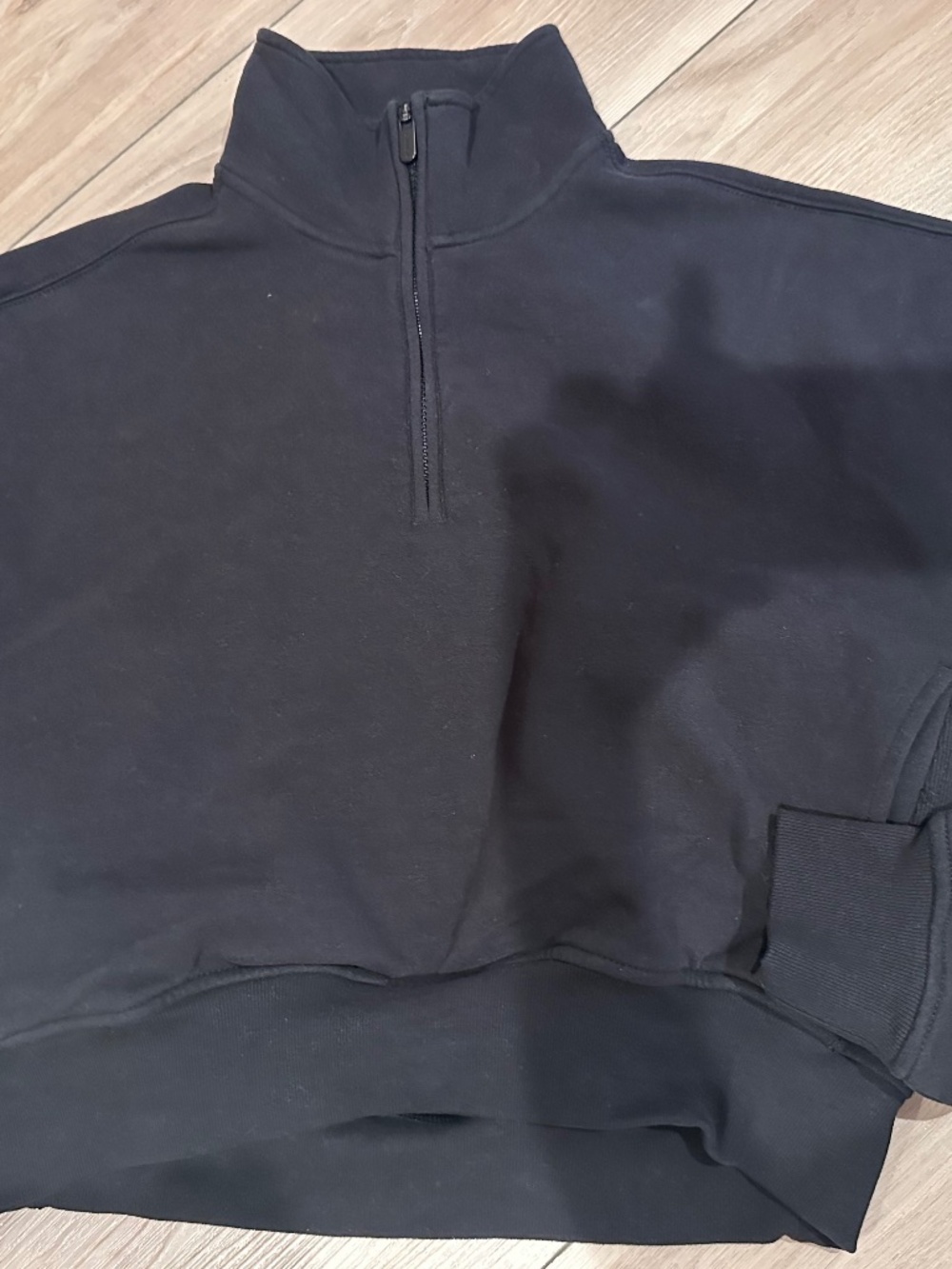 Athleta Black Forever Fleece Half Zip Cropped Sweatshirt Pullover
